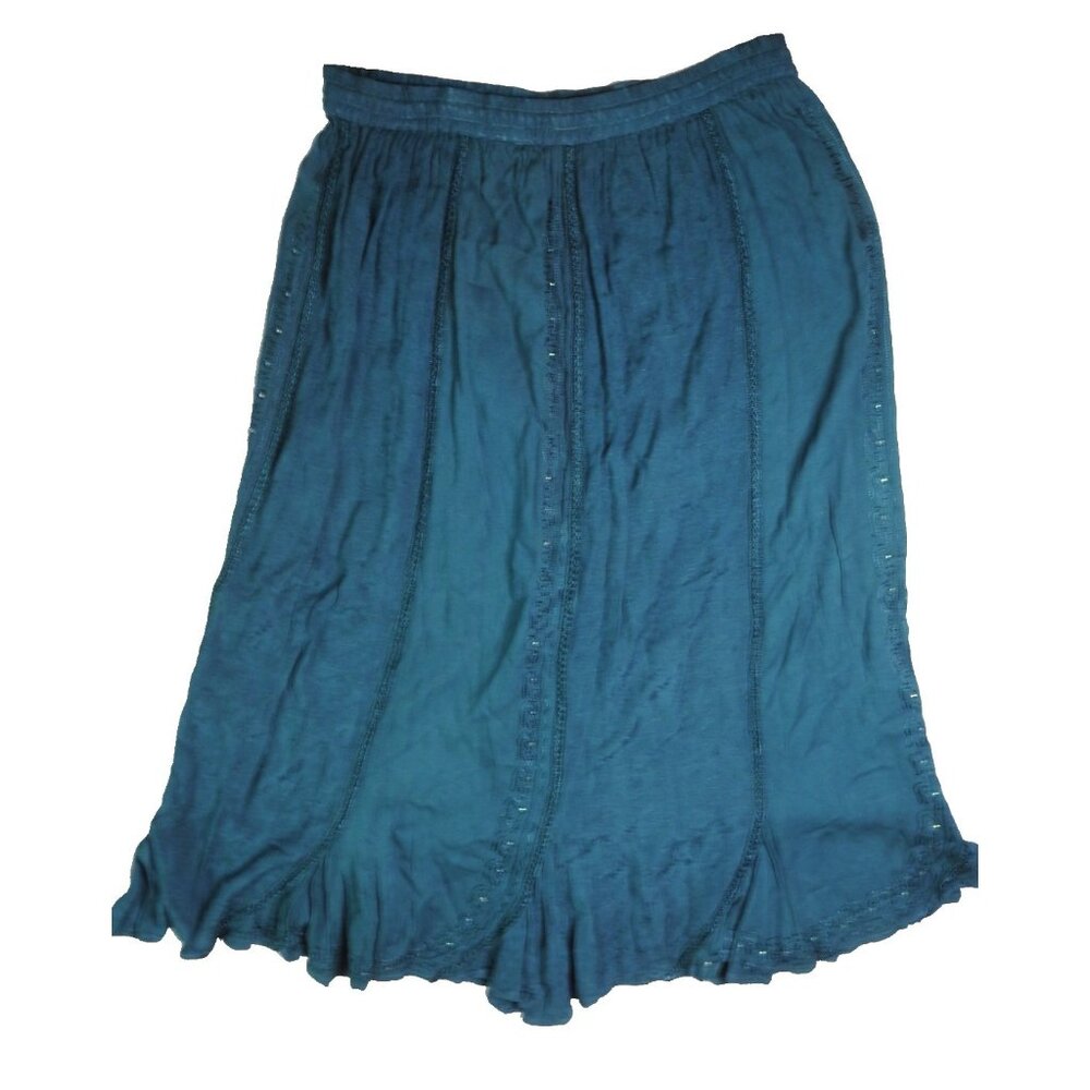 Sahiba India Boho Maxi Skirt Free Size Turqouise 100% Viscose Peasant Gypsy
